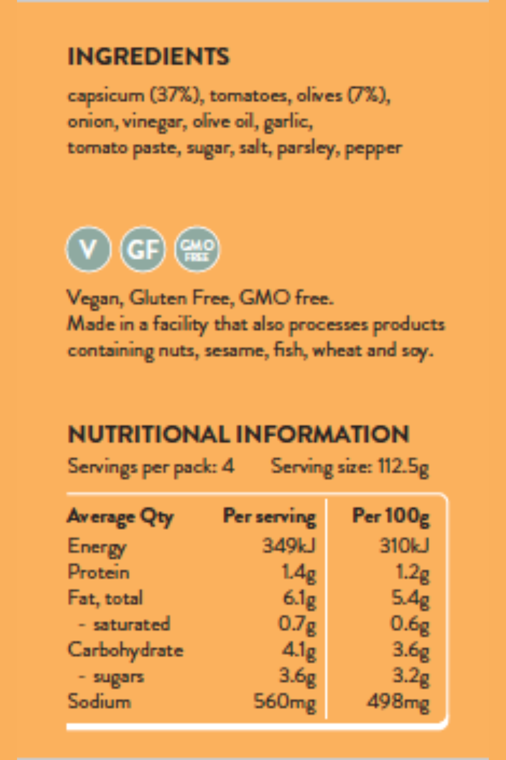 Rare Bear Roasted Capsicum and Kalamata Sauce 450g